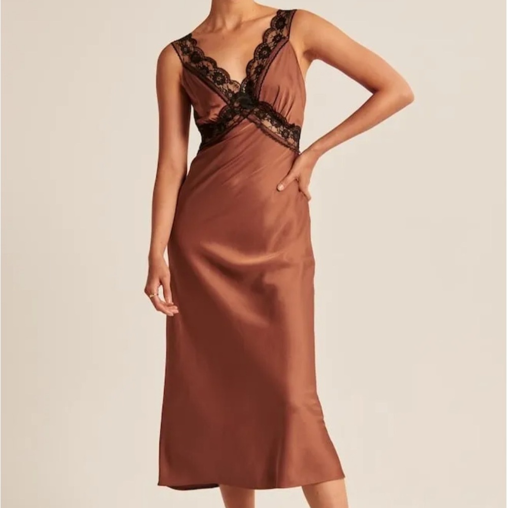 Abercrombie Satin Slip Midi Dress